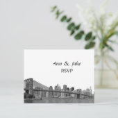 NYC Skyline Bklyn Bridge Etched #2H UAWG Einladungspostkarte (Stehend Vorderseite)