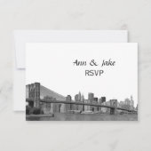 NYC Skyline Bklyn Bridge Etched #2H UAWG RSVP Karte (Vorderseite)