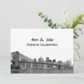 NYC Skyline Bklyn Bridge Etched #2H Wedding Einladung (Stehend Vorderseite)