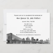 NYC Skyline Bklyn Bridge Etched #2SQH Wedding Einladung (Rückseite)