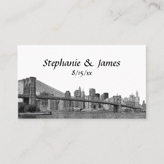 NYC Skyline Bklyn Bridge Etched Escort Cards Platzkarte (Vorderseite)