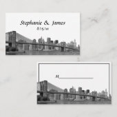 NYC Skyline Bklyn Bridge Etched Platzkarten (Vorne/Hinten)