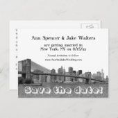 NYC Skyline Bklyn Bridge Save the Date 2 Ankündigungspostkarte (Vorne/Hinten)