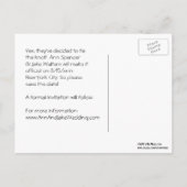 NYC Skyline Bklyn Bridge Save the Date 2 Ankündigungspostkarte (Rückseite)