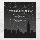 NYC Skyline Black Silhouette Starry DIY BG Color Weinetikett (Einzelnes Label)