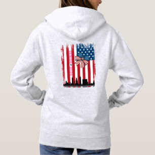 NYC-Skyline-Bow-Amerikanische-Flagge-Abschlussjahr Hoodie