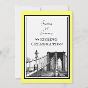 NYC Skyline Brooklyn Bridge #1 Etched Wedding Einladung