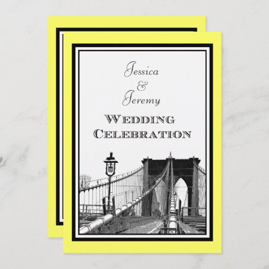 NYC Skyline Brooklyn Bridge #1 Etched Wedding Einladung (Vorne/Hinten)