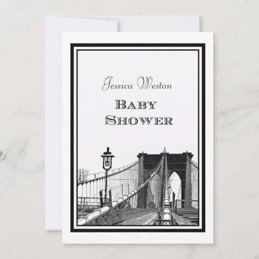 NYC Skyline Brooklyn Bridge #2 DIY Baby Dusche Einladung (Vorderseite)