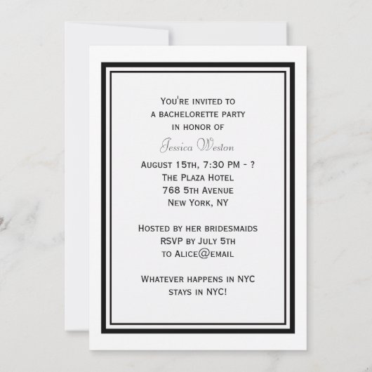 NYC Skyline Brooklyn Bridge #2 DIY Bachelorette Einladung (Rückseite)