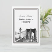 NYC Skyline Brooklyn Bridge #2 DIY Birthday Party Einladung (Stehend Vorderseite)