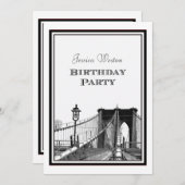 NYC Skyline Brooklyn Bridge #2 DIY Birthday Party Einladung (Vorne/Hinten)