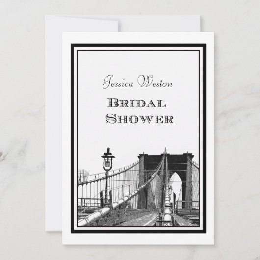 NYC Skyline Brooklyn Bridge #2 DIY Bridal Showr Einladung (Vorderseite)