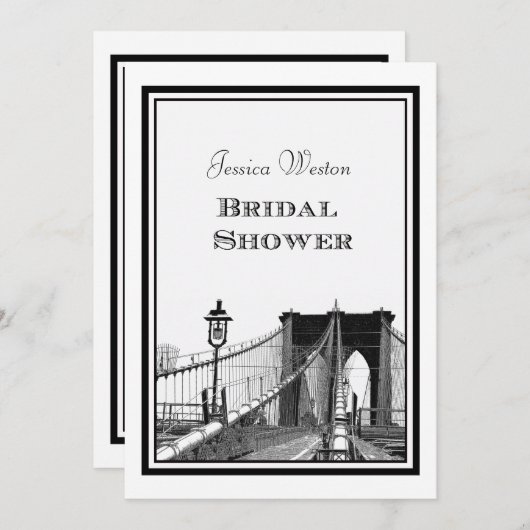 NYC Skyline Brooklyn Bridge #2 DIY Bridal Showr Einladung (Vorne/Hinten)