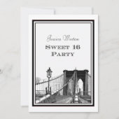 NYC Skyline Brooklyn Bridge #2 DIY Sweet 16 Einladung (Vorderseite)