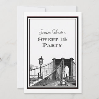 NYC Skyline Brooklyn Bridge #2 DIY Sweet 16 Einladung