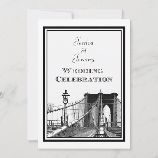 NYC Skyline Brooklyn Bridge #2 DIY Wedding Einladung (Vorderseite)