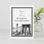 NYC Skyline Brooklyn Bridge #2 DIY Wedding Einladung (Stehend Vorderseite)