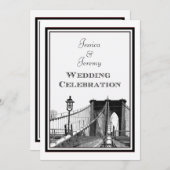 NYC Skyline Brooklyn Bridge #2 DIY Wedding Einladung (Vorne/Hinten)