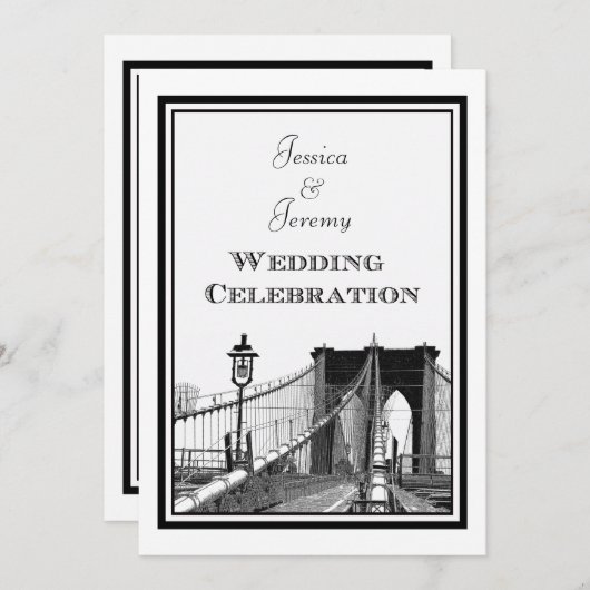NYC Skyline Brooklyn Bridge #2 DIY Wedding Einladung (Vorne/Hinten)