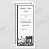 NYC Skyline Brooklyn Bridge #2 Etched Gerahmt Menükarte (Vorne/Hinten)