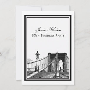 NYC Skyline Brooklyn Bridge #2 Geburtstagsparty Einladung