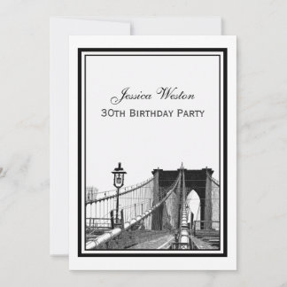 NYC Skyline Brooklyn Bridge #2 Geburtstagsparty Einladung