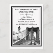 NYC Skyline Brooklyn Bridge #2 Save the Date Ankündigungspostkarte (Vorderseite)
