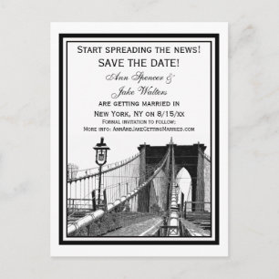 NYC Skyline Brooklyn Bridge #2 Save the Date Ankündigungspostkarte