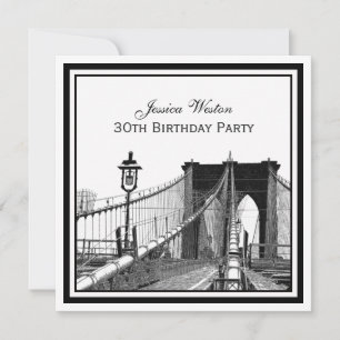 NYC Skyline Brooklyn Bridge #2 SQ Geburtstagsparty Einladung