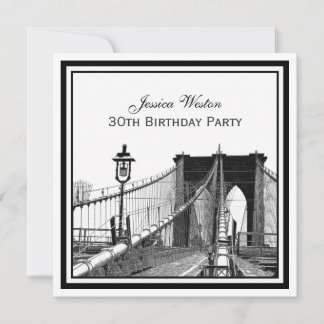 NYC Skyline Brooklyn Bridge #2 SQ Geburtstagsparty Einladung