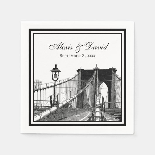 NYC Skyline Brooklyn Bridge #2 SQ Wedding Serviette (Vorderseite)