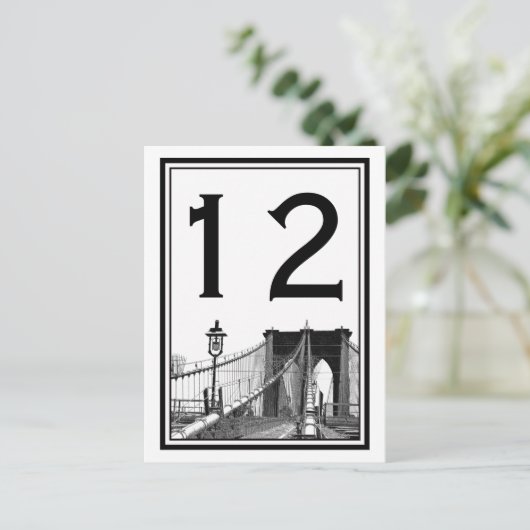 NYC Skyline Brooklyn Bridge #2 Tischnummer Card (Stehend Vorderseite)