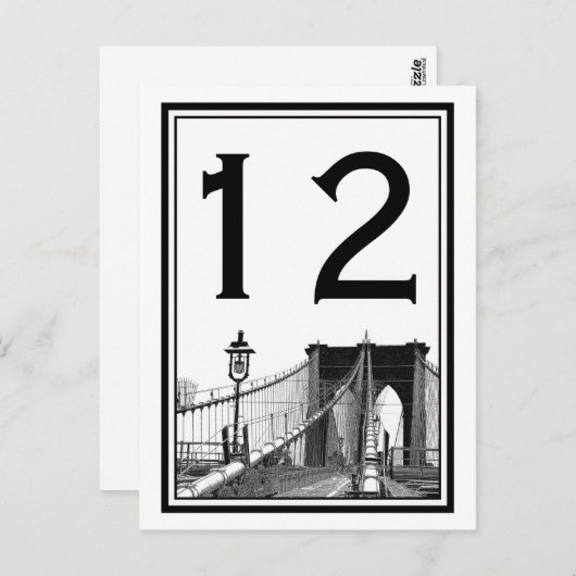 NYC Skyline Brooklyn Bridge #2 Tischnummer Card (Vorne/Hinten)