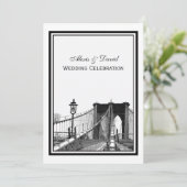 NYC Skyline Brooklyn Bridge #2 Wedding Einladung (Stehend Vorderseite)