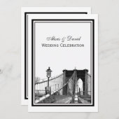 NYC Skyline Brooklyn Bridge #2 Wedding Einladung (Vorne/Hinten)