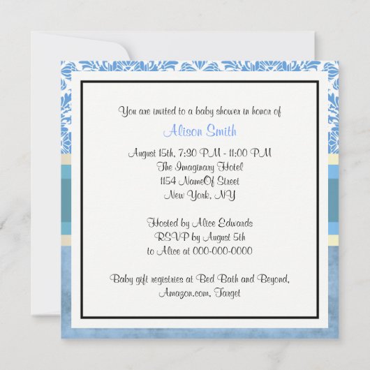 NYC Skyline Brooklyn Bridge Boat 6 Babydusche Einladung (Rückseite)