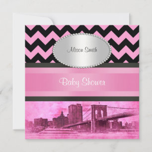 NYC Skyline Brooklyn Bridge Boat 8P Babydusche Einladung