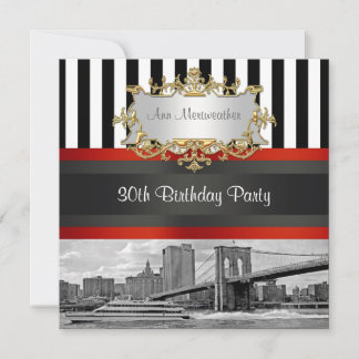 NYC Skyline Brooklyn Bridge, Boat Birthday Invite Einladung