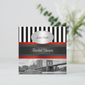 NYC Skyline Brooklyn Bridge, Boat Brautparty Einladung (Stehend Vorderseite)