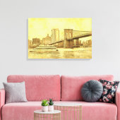 NYC Skyline Brooklyn Bridge Boat Etched Look #1BR Leinwanddruck (Insitu (Wohnzimmer))