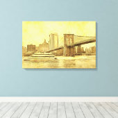 NYC Skyline Brooklyn Bridge Boat Etched Look #1BR Leinwanddruck (Insitu (Holzboden))