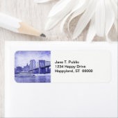 NYC Skyline Brooklyn Bridge Boat Etched Look #2 (Insitu)