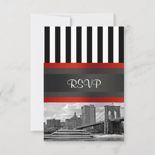 NYC Skyline Brooklyn Bridge Boat Invitation Suite RSVP Karte (Vorderseite)