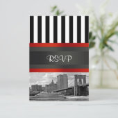 NYC Skyline Brooklyn Bridge Boat Invitation Suite RSVP Karte (Stehend Vorderseite)