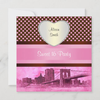 NYC Skyline Brooklyn Bridge Boot 3H Sweet 16 Einladung