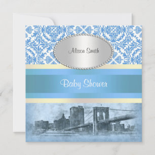 NYC-Skyline Brooklyn Bridge Boot 6 Baby Shower Einladung