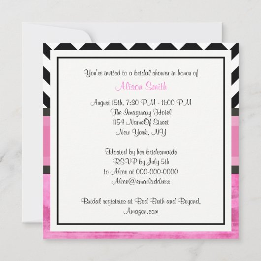 NYC Skyline Brooklyn Bridge BW Pnk P Brautparty Einladung (Rückseite)