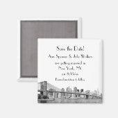 NYC Skyline Brooklyn Bridge Etched Save the Date Magnet (Vorderseite/Rückseite)