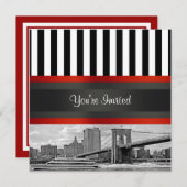 NYC Skyline Brooklyn Bridge, Party Einladung (Vorne/Hinten)